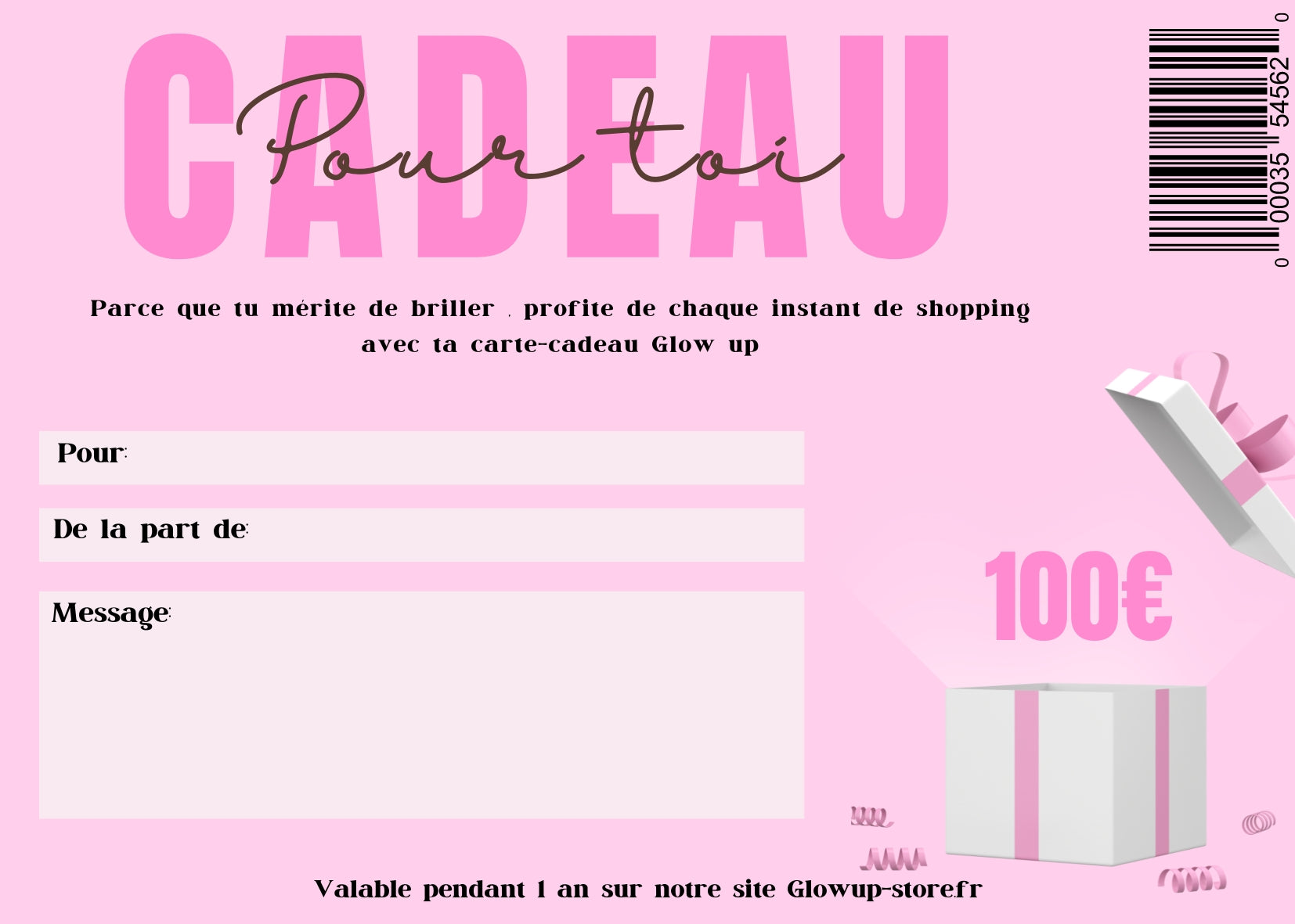 Carte-cadeau Glowup
