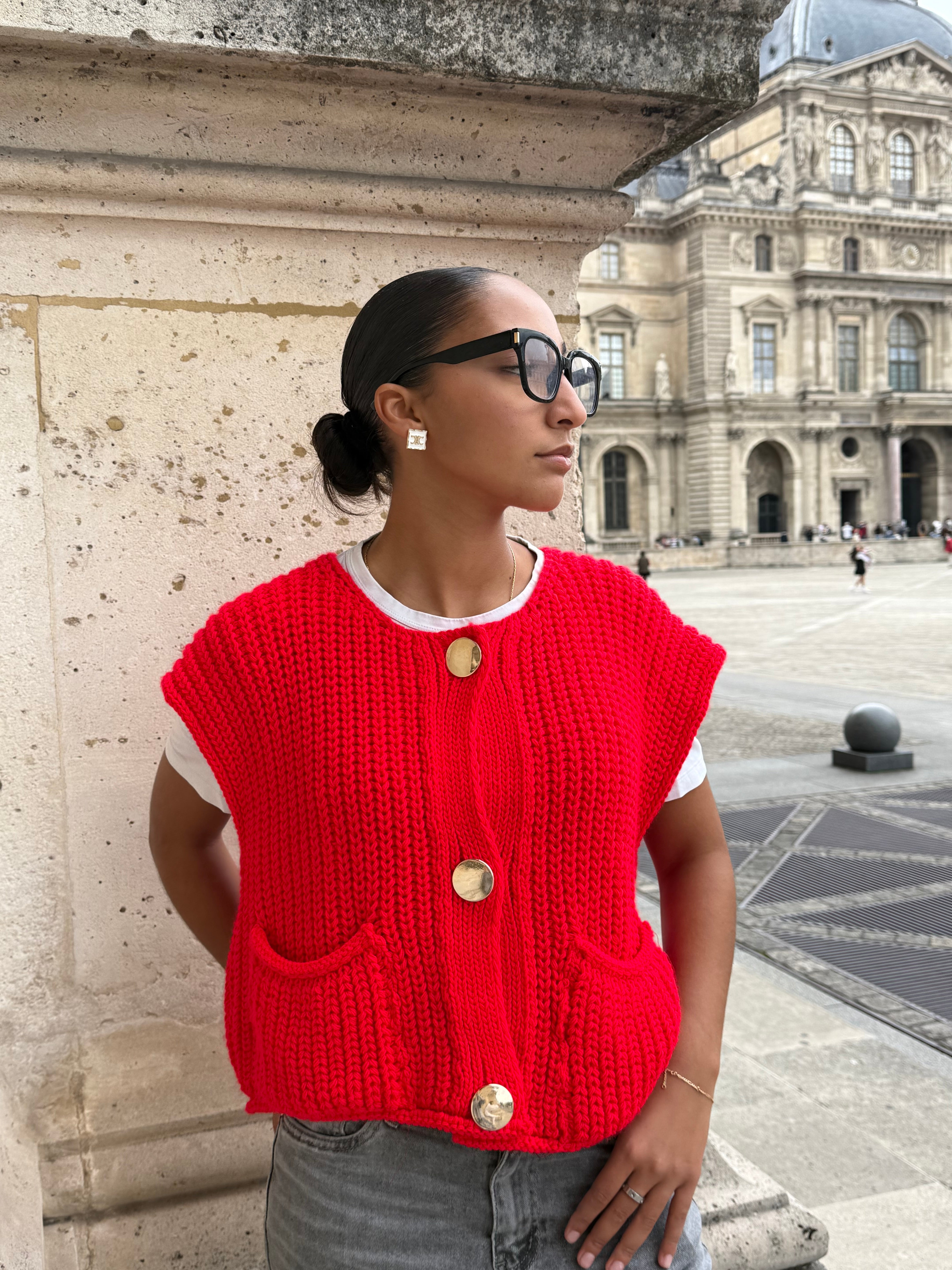 Gilet Ambroise sans manches (Rouge)