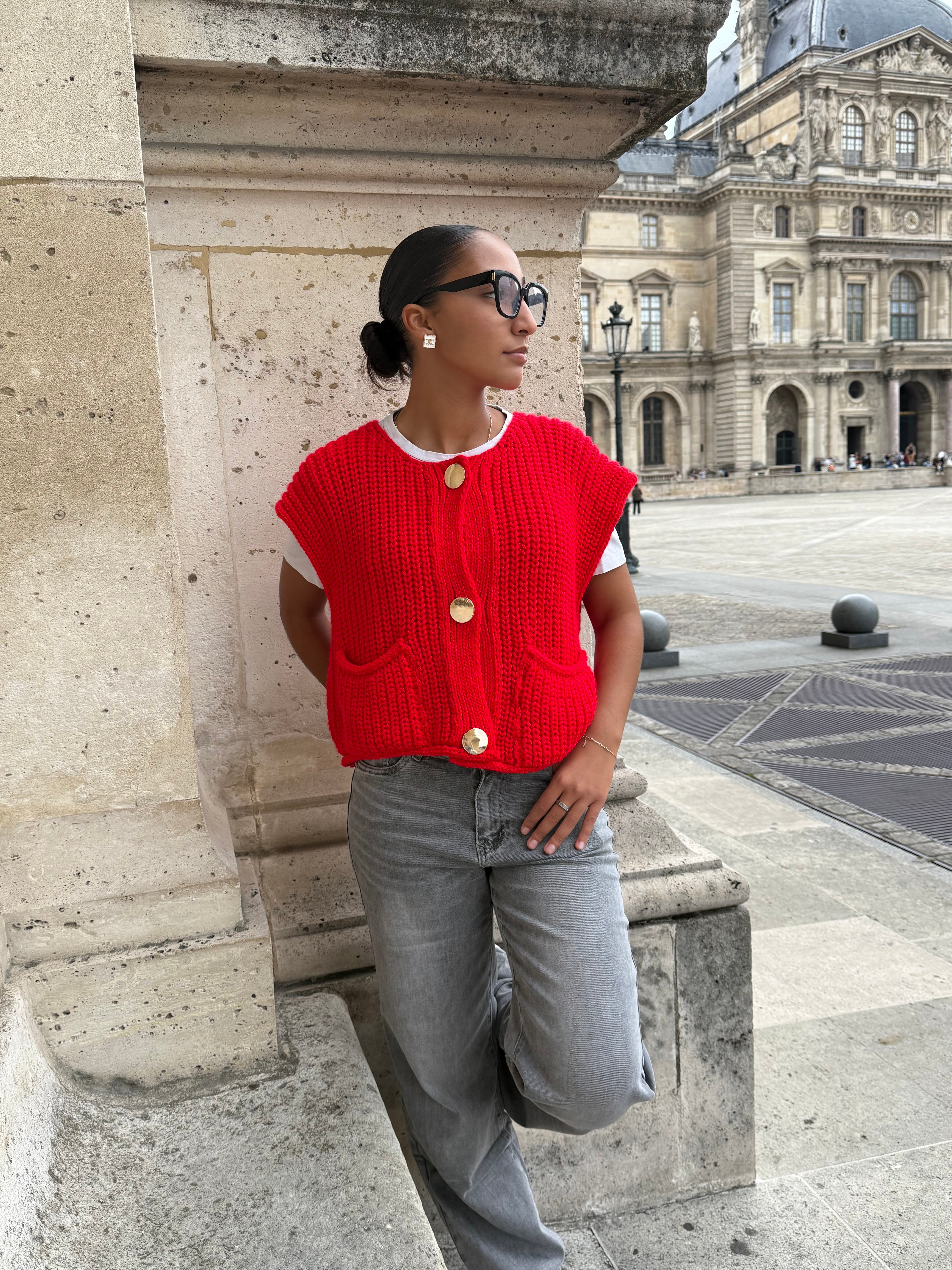 Gilet Ambroise sans manches (Rouge)