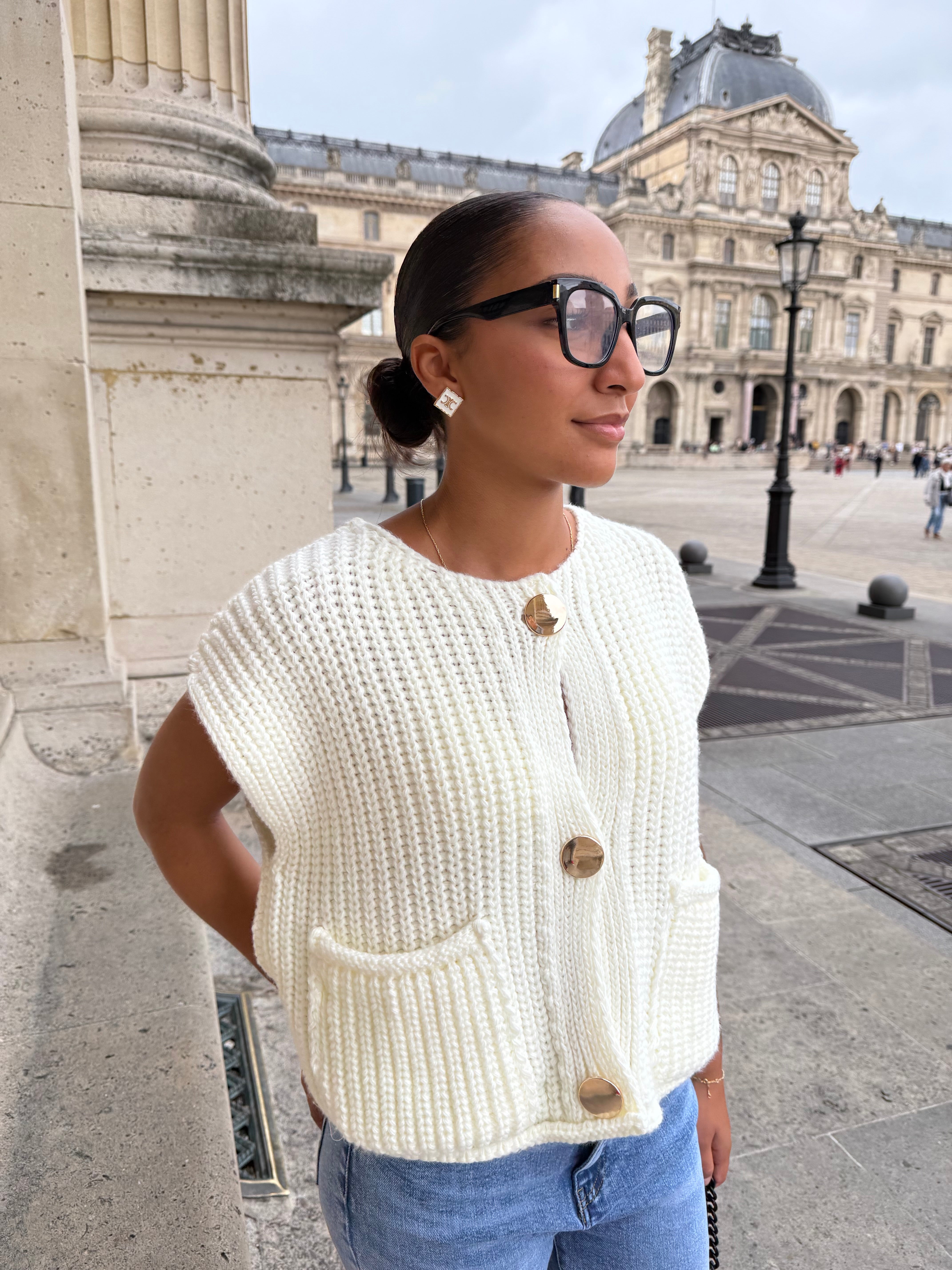 Gilet Ambroise sans manche (Blanc cassé)