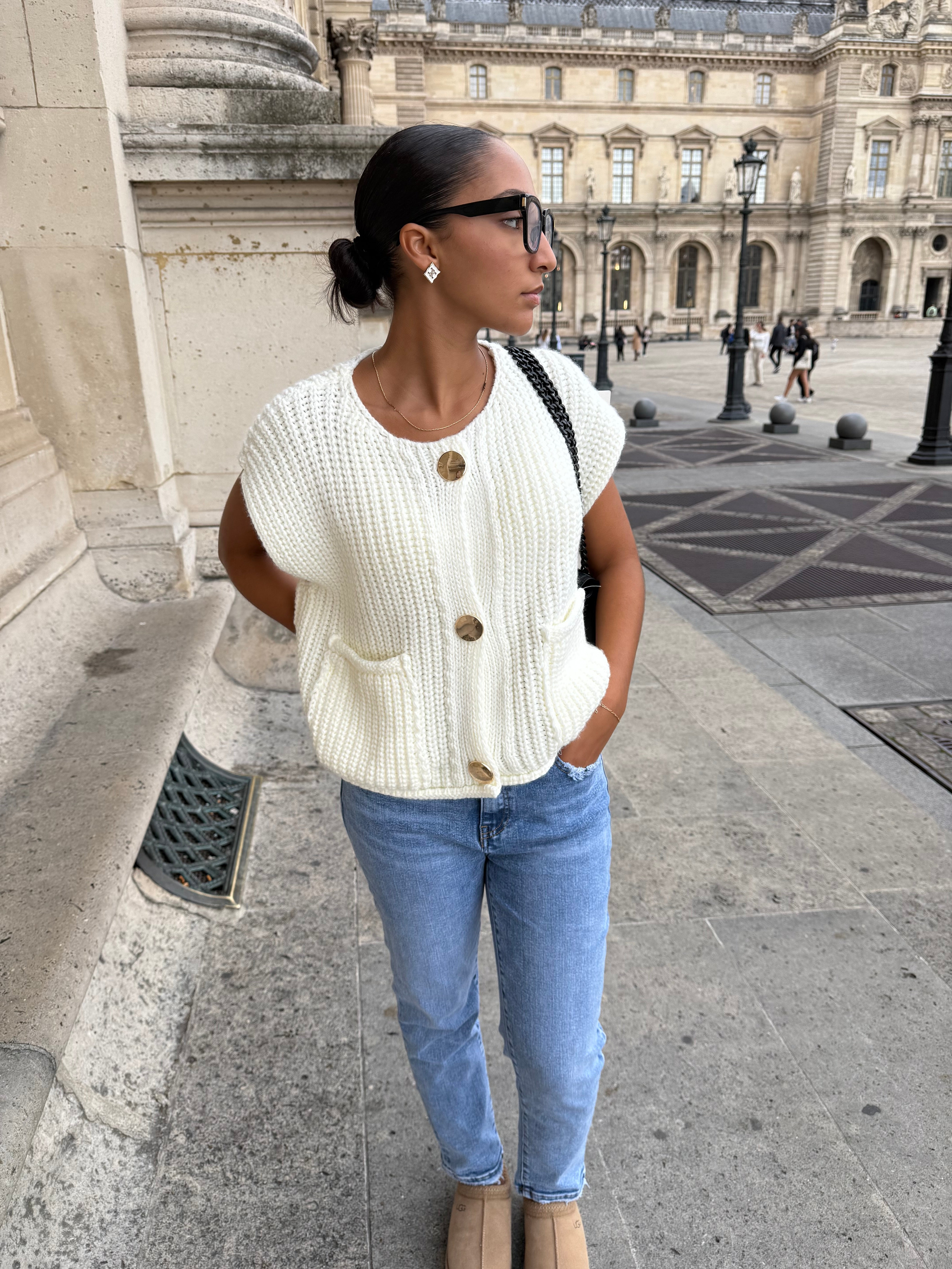 Gilet Ambroise sans manche (Blanc cassé)